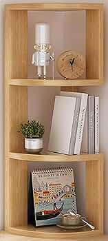 Amazon｜コーナーラック 木製 コーナーシェルフ オープンラック 本棚